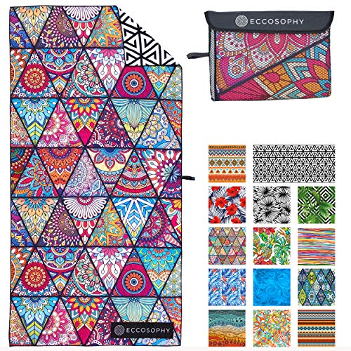 ECCOSOPHY Microfiber Beach Towel - Sand Free Towels are Quick Dry, Light Weight, Super Absorbent - Perfect Pool, Travel, Cruise, Camping Essentials - Oversized Extra Large for Adults 71x35 in - color: Havana