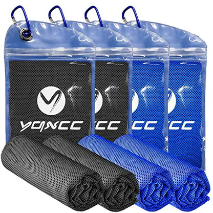 YQXCC 4 Pack Cooling Towels (47"x12"), Ice Cool Neck Towel, Soft Breathable Microfiber for Yoga, Golf, Gym, Running, Camping & Hot Weather - color: Dark Gray*2/ Dark Blue*2