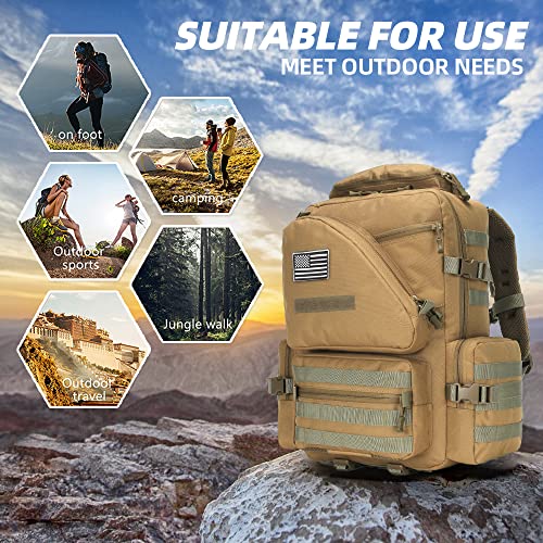 Lovelinks21 Hiking Trekking Rucksack Military Hiking Backpack 3 Day Molle Assault Pack Waterproof EDC Bag for Outdoor - color: Khaki-2