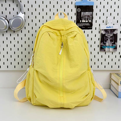 Women Solid Color Backpack Large Capacity Multi Pockets Daypack with Compartments Cute Lightweight Backpacks - color: Yellow