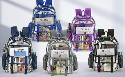 Clear Backpack, Large Clear Bag Stadium Approved Heavy Duty PVC Transparent See Through Backpacks for College,Stadium,Work,Security,Festival - color: Black-2pack