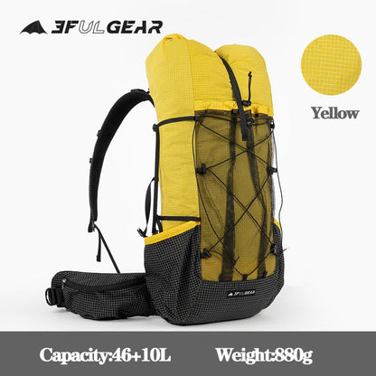 3F UL GEAR QiDian Pro UL 46+10L Backpack Outdoor Climbing Bag Camping Hiking Bags UHMWPE ultralight (Yellow) - color: Yellow