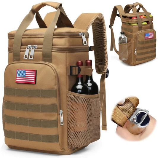 Fathers Day Gift-Tactical Backpack Cooler,Large Cooler Backpack Lunch Box for Men Adults Work with Handle,Insulated Soft Thermal Bag - color: Camo-yellow