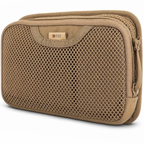 M-Tac Mesh Organizer Pouch with Hook & Loop Backing, EDC Tactical Admin Pouch, Backpack Organizer Insert, Small Gear Utility Bag - color: Coyote Brown