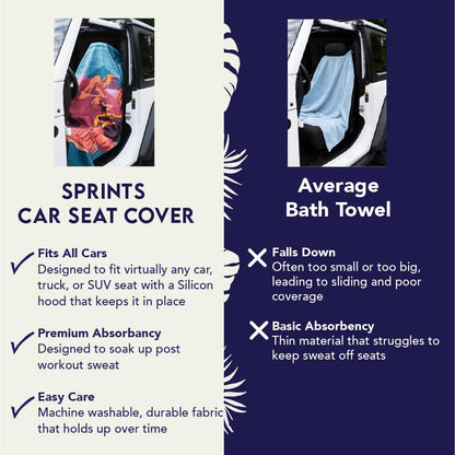 Sprints Athletic Running Towel, Full-Sized, Car Seat Cover - Moisture Wicking (Sasquatch) - color: Sasquatch