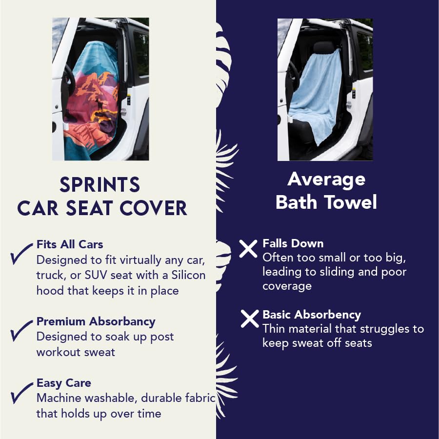 Sprints Athletic Running Towel, Full-Sized, Car Seat Cover - Moisture Wicking (Sasquatch) - color: Sasquatch