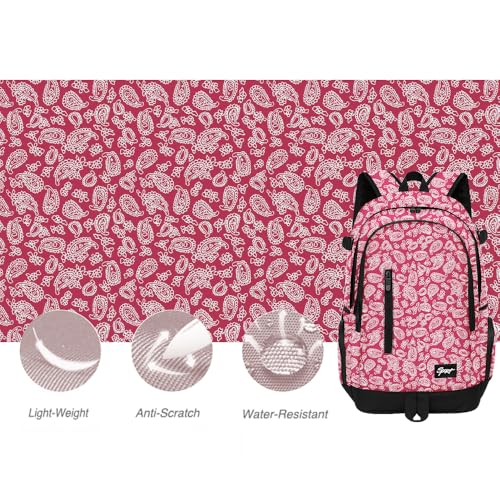 rickyh style School Backpack Travel Bag for Men & Women Lightweight College Back Pack with Laptop Compartmen - color: 01hongmao