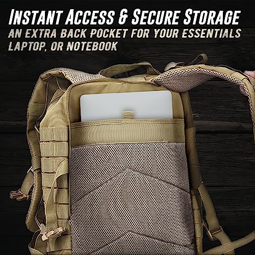 Tru Salute 45L Military Tactical Backpack Large Army 3 Day Assault Pack Molle Bug out Bag Rucksack (Tan) - color: Tan