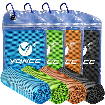 YQXCC 4 Pack Cooling Towels (47"x12"), Ice Cool Neck Towel, Soft Breathable Microfiber for Yoga, Golf, Gym, Running, Camping & Hot Weather - color: Light Blue/Dark Gray/Orange/Green