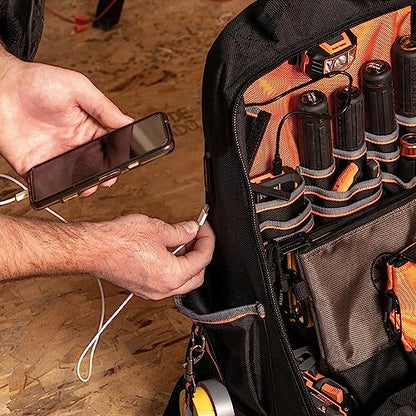 Klein Tools 62800BP Backpack Tool Bag, 40 Pockets, Black/Orange - style: Full-Size