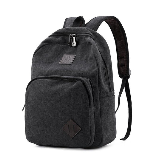 SMAROICE Black Canvas Backpack for women & men Durable Rucksack Vintage Daypack for Travel Fits 15.6 Inch Notebook - color: Black