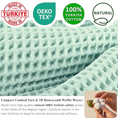PÜSKÜL Natural 100% Turkish Cotton Waffle Bath Towels Set of 2-Piece | 32x63 inch Extra Large Absorbent Quick-Dry Lightweight Spa Towel | Luxury Sauna Accessories (Ice Green Bath Towels - Pack of 2) - color: Ice Green