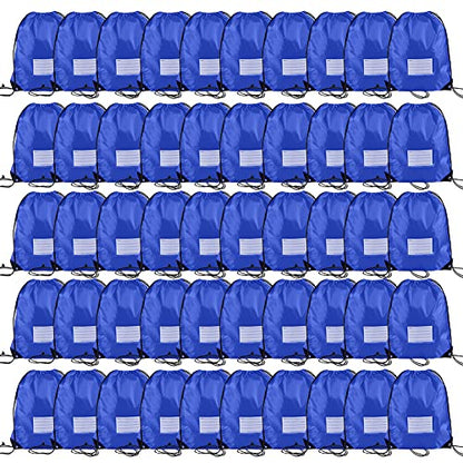 CODOBON 50 Pack Drawstring Bags,Bulk Draw String Backpack, DIY Gym Sports Cinch Bag Sackpack for Women Men, Blue - color: Blue