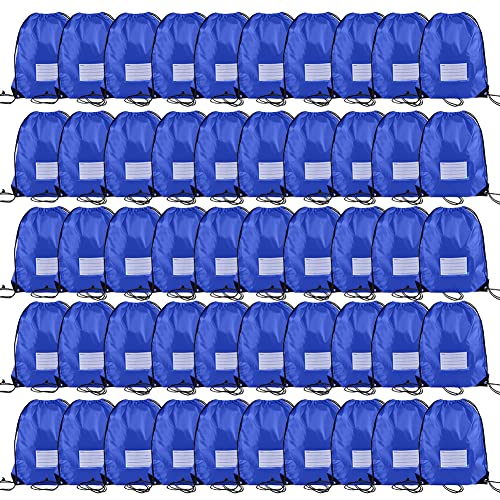 CODOBON 50 Pack Drawstring Bags,Bulk Draw String Backpack, DIY Gym Sports Cinch Bag Sackpack for Women Men, Blue - color: Blue