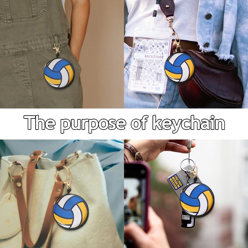 YALLNASL Soccer Basketball Volleyball Baseball Storage Bag Wallet Organizer Coin Pouch Keychain Case for Earplugs Earbuds Earphone - color: Volleyball Keychain