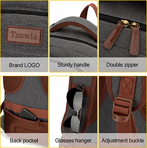 Tzowla Canvas Laptop Backpack, Bag for Men Women - color: Dark Grey, size: 15.6inch