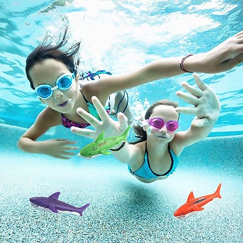 Pool Diving Toys, Underwater Swimming Pool Toys for Kids Ages 4-8, Diving Rings and Training Sharks for Learning to Swim, 8 Pack
