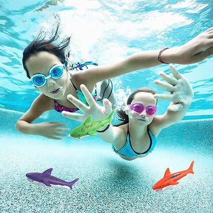 Pool Diving Toys, Underwater Swimming Pool Toys for Kids Ages 4-8, Diving Rings and Training Sharks for Learning to Swim, 8 Pack