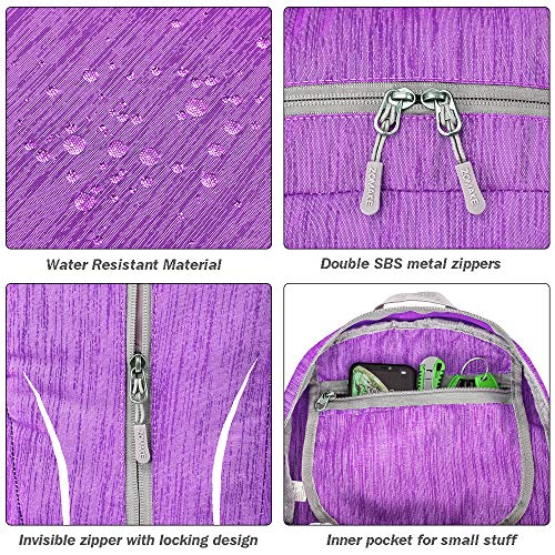 ZOMAKE 25L Ultra Lightweight Packable Backpack, Foldable Hiking Backpacks Water Resistant Small Folding Daypack for Travel(Purple) - color: Purple
