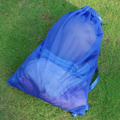 NATURAL STYLE Large Mesh Drawstring Backpack Bag, Gym Sports String Bag, Outdoor Workout Beach Swim Bag (Blue) - color: Blue