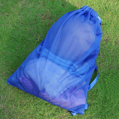 NATURAL STYLE Large Mesh Drawstring Backpack Bag, Gym Sports String Bag, Outdoor Workout Beach Swim Bag (Blue) - color: Blue
