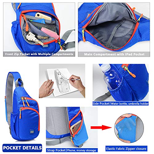 Peicees Small Sling Backpack Waterproof Unisex Shoulder Bag Chest Crossbody Daypack - color: Rose Red, size: Small