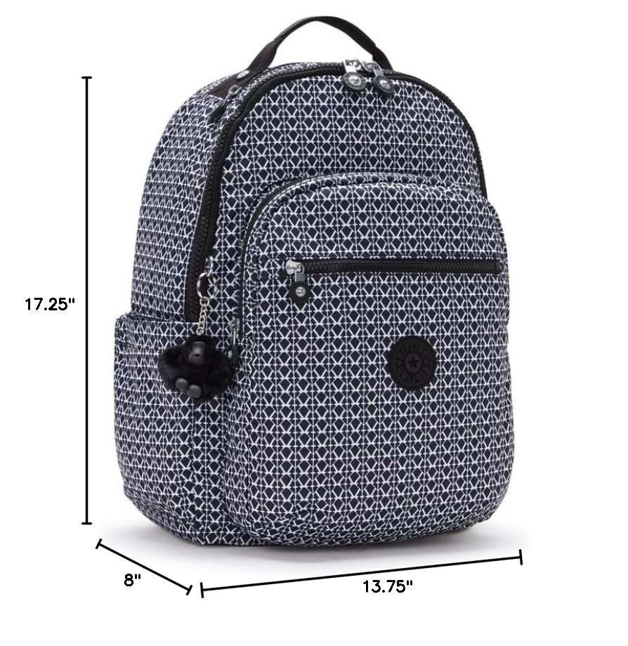 Kipling Women's Seoul 15" Laptop Backpack, Durable, Roomy with Padded Shoulder Straps, Built-In Protective Sleeve - color: Signature Print, size: 12.75''L x 17.25''H x 8''D