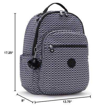 Kipling Women's Seoul 15" Laptop Backpack, Durable, Roomy with Padded Shoulder Straps, Built-In Protective Sleeve - color: Signature Print, size: 12.75''L x 17.25''H x 8''D
