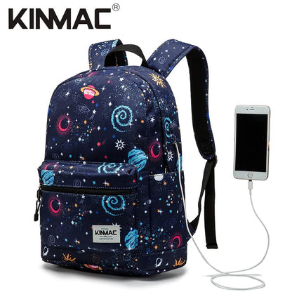 Kinmac Water Resistant Laptop Backpack with USB Charging Port for Laptop Up to 15.6 Inch (Space) - color: Space