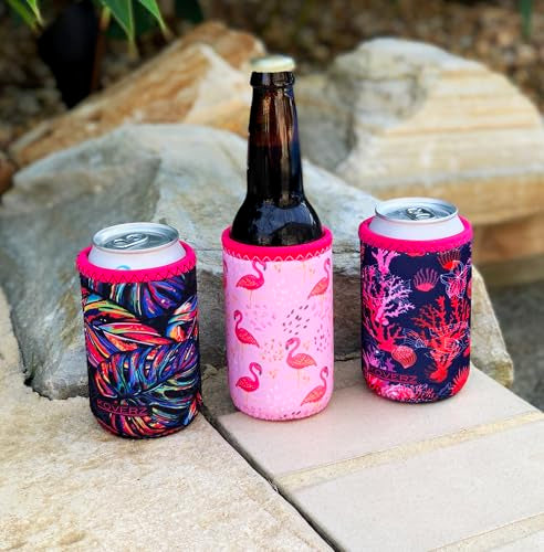 Can/Bottle Sleeve, Neoprene Insulated Bottle Sleeve, Fits 8-12 Oz., Small Size, Tropics - color: Tropics, size: Small 8-12oz
