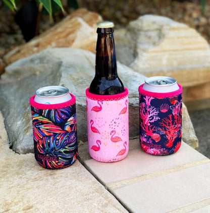 Can/Bottle Sleeve, Neoprene Insulated Bottle Sleeve, Fits 8-12 Oz., Small Size, Tropics - color: Tropics, size: Small 8-12oz