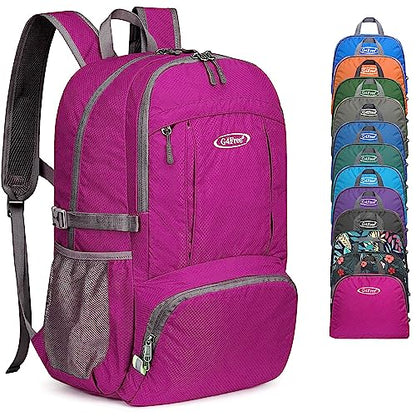 G4Free 40L Lightweight Packable Hiking Backpack, Waterproof Travel Daypack - color: Fuchsia