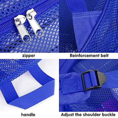 MCWTH Heavy Duty Mesh Backpack, See Through School College Student Mesh Bookbag (Blue) - color: Blue