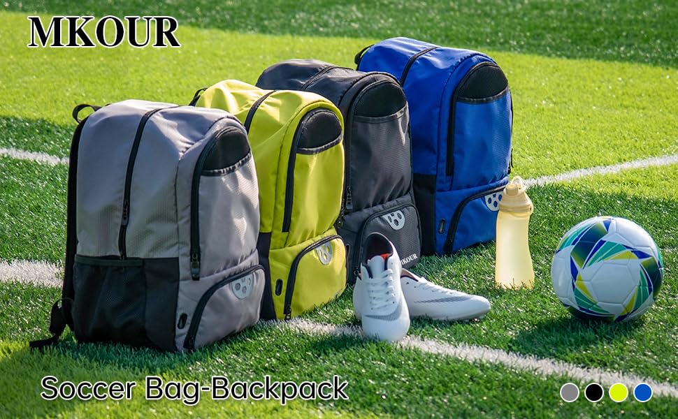 Mkour Soccer Bag - Football Basketball Volleyball Backpack with Ball Compartment and Holder - color: Spring green