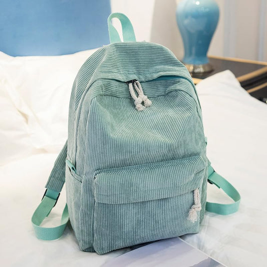 Corduroy Travel Backpack for Women Men, 14 Inch Laptop Backpack, Lightweight Work Backpacks, Large Capacity Bags for Hiking, Camping, Overnight Daily Use,15.7"×11"×4.7", Green - color: Green