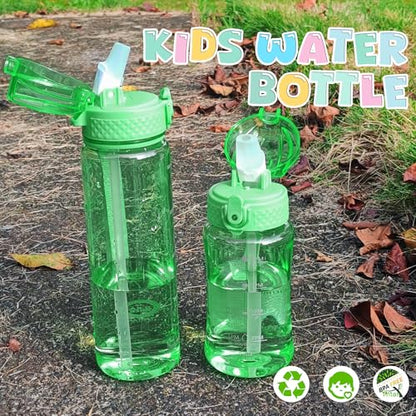 OLDLEY 17oz Kids Water Bottle, Tritan BPA-Free, Leakproof Flip Straw Lid, Motivational Time Marker, Carry Strap, Reusable Clear Water Bottle for Boys & Girls,Pear - color: Pear, style: 17 Ounces