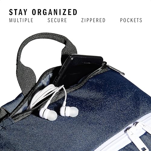 3-Stripe Classic backpack for men and women, bag with laptop sleeve - color: Collegiate Navy/Jersey Onix Grey/White/4.0