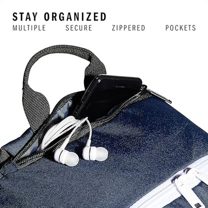 3-Stripe Classic backpack for men and women, bag with laptop sleeve - color: Collegiate Navy/Jersey Onix Grey/White/4.0