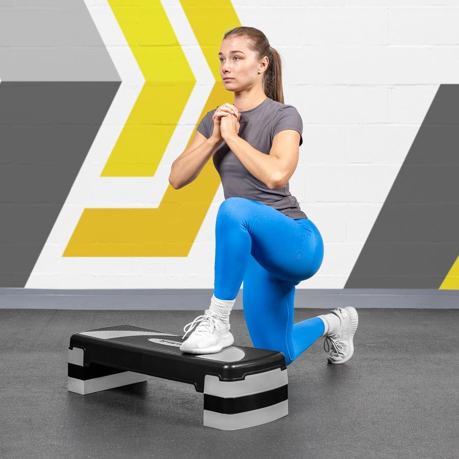 METIS Fitness/Exercise Step – Adjustable Height Levels (4in, 6in & 8in) | Aerobic Step - Home Gym Equipment | Step Up Box For Exercise | [2 Color Options] - color: Black/Grey