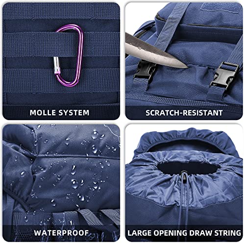 King'sGuard 70L Camping Hiking Backpack for Men Women Large Military Tactical Backpack Molle Rucksack Backpack for Outdoor - color: Blue