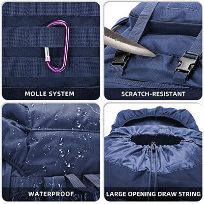 King'sGuard 70L Camping Hiking Backpack for Men Women Large Military Tactical Backpack Molle Rucksack Backpack for Outdoor - color: Blue