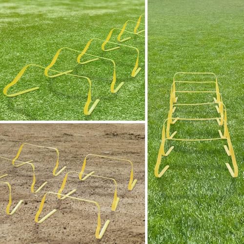Japard Ultra Durable Agility Hurdles for Athletes of All Skill Levels, 6pcs of 7.8 inch Tall Hurdles, Bright Yellow Color, Made of Durable, Composite Materials, Easy to Set up & Transport