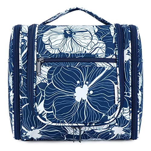 Narwey Hanging Toiletry Bag for Women Travel Makeup Bag Organizer Toiletries Bag for Cosmetics Essentials Accessories (Large, Blue Lotus) - color: B-Blue Lotus, size: Large