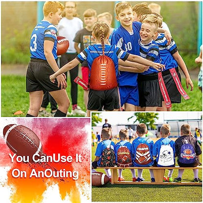 Grneric 18 Pcs Football Party Favor Bags Drawstring Bags Bulk Candy Goodie Bag Football Themed Presents for Sports Teams - color: Football