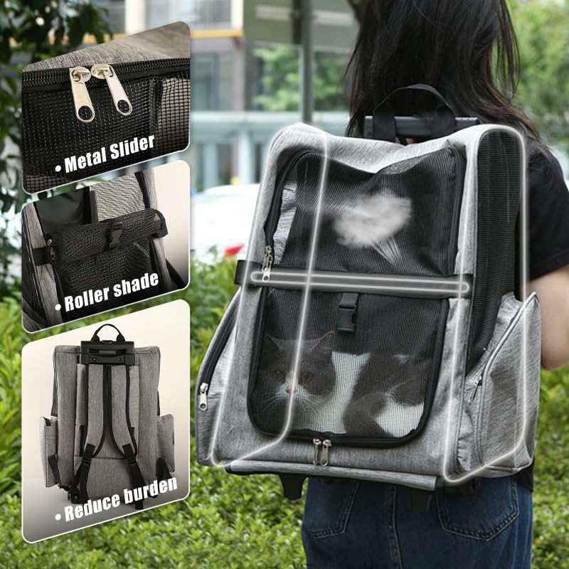 Pet Trolley Bag Cat Dog Travel Bag Portable & Breathable Pet Carrier Backpack - Lightweight Dual-Shoulder Design for Easy Travel with Your Beloved Companion Scalable Pull Rod pet Bag (Black) - color: Black