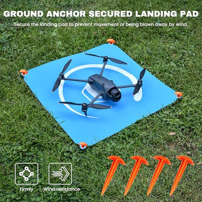 STARTRC PHOTO Drone Landing Pad Foldable 2x3 Fast-Fold, (26in/65cm) Double-Sided Waterproof Launch Pad, Weighted Helipad for DJI Air 3S/Mavic 4 Pro/Avata 2/Mavic 3 Pro/Mini 4k Drone Accessories (Blue-Green) - size: 26in/65cm