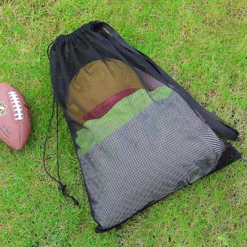 NATURAL STYLE 2 Packs Swim Bag Mesh Drawstring Backpack Oversized 18" x 26", Large Mesh Drawstring Backpack - color: Black