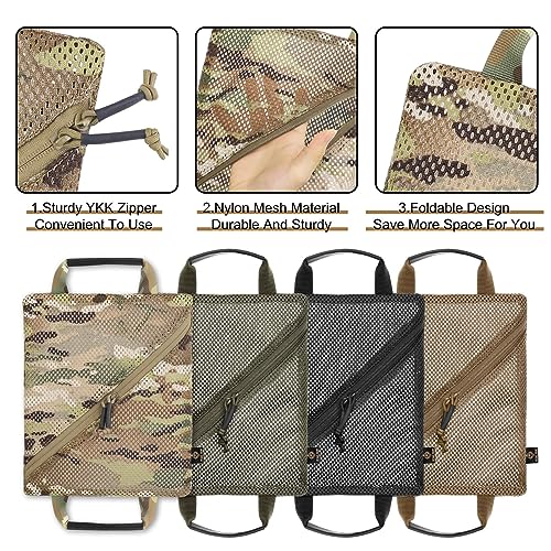 PETAC GEAR Tactical Storage Mesh Pouch Set,Insert Modular Utility Admin Pockets,Travel Organizer EDC Bag - color: MC