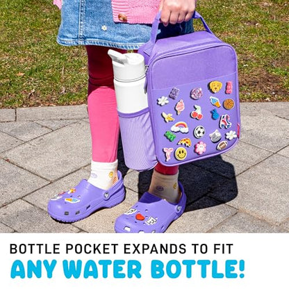 Fit & Fresh Lunch Box For Kids, Boys & Girls, School, Camp, Insulated Bag With Shoe Charm Slots For Personalization, Purple - color: Purple