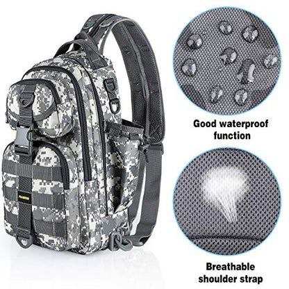 PLUSINNO Fishing Backpack Tackle Bag, Water-Resistant Backpack with Rod Holder, Ideal Shoulder Bag Gifts for Men - color: Acu Single Backpack